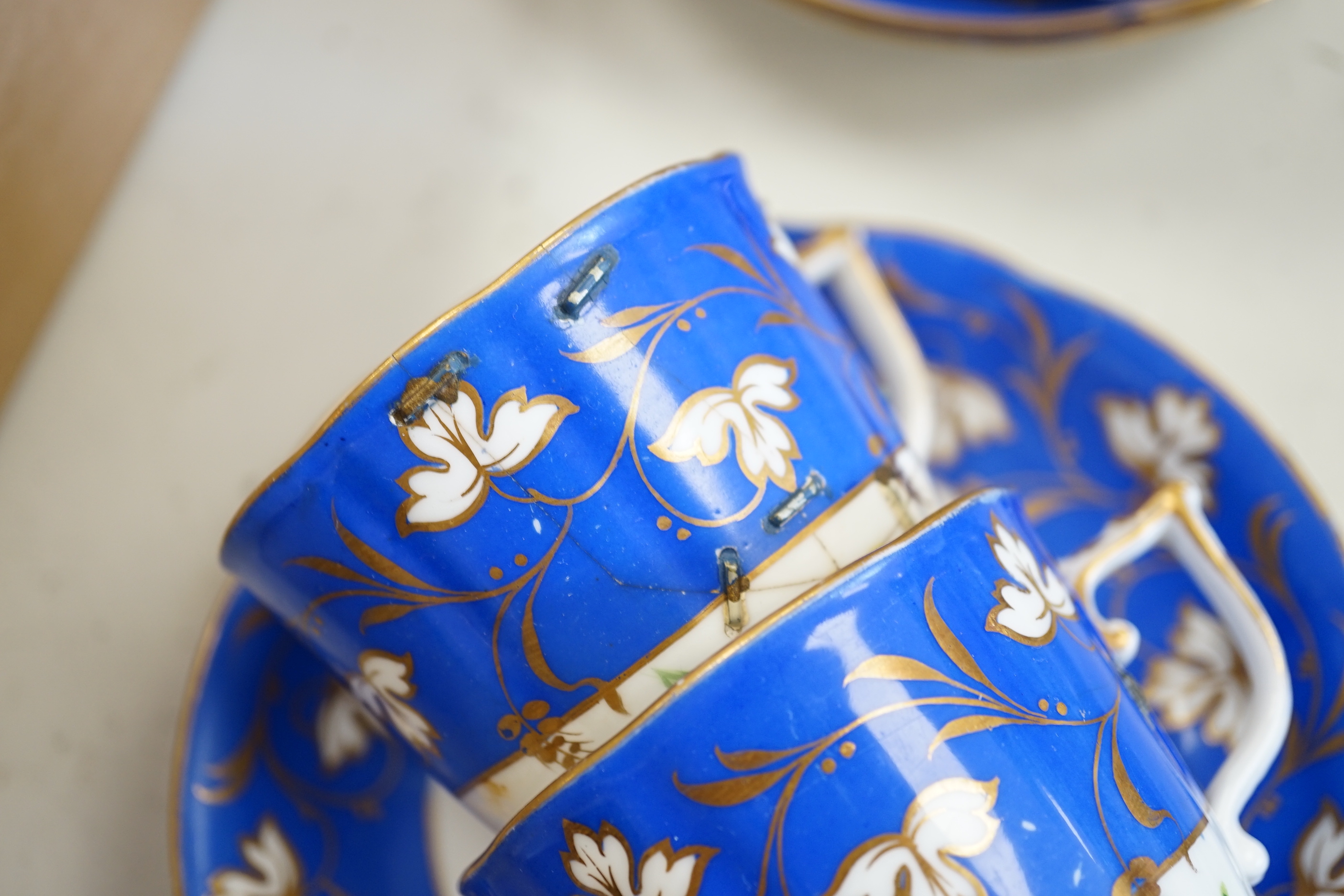 A Victorian Staffordshire bone china part tea set